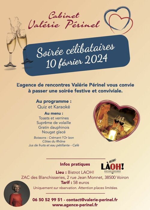 Soirée célibataires le samedi 10 février 2024 !